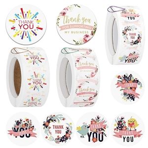 100 pieces floral 7 designs thank you stickers